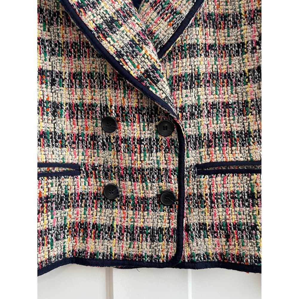Talbots Tweed Blazer Multicolor Plaid Jacket Classic Tailored Career Chic - Picture 6 of 9
